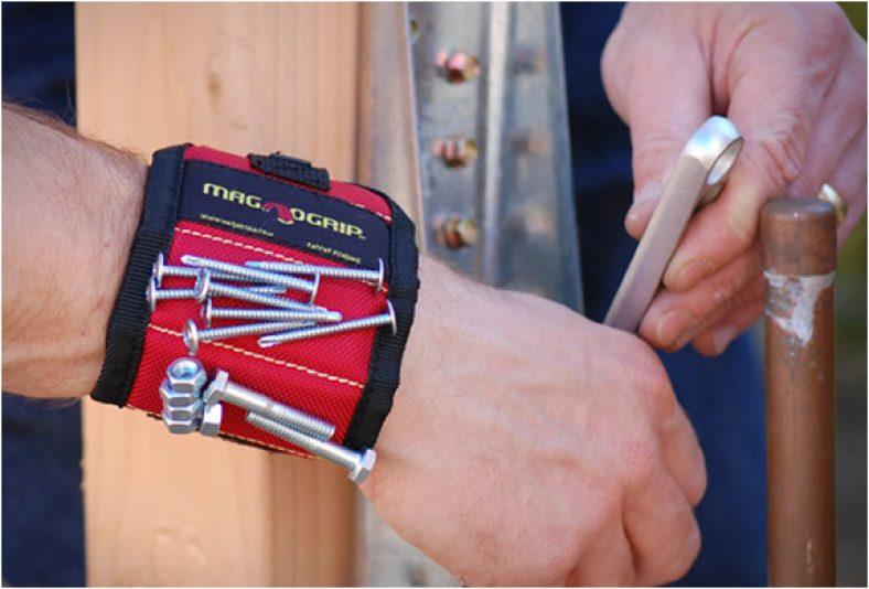 Cadeau pour Les bricoleurs Bracelet magnétique pour vis com-four® Bracelet magnétique pour Artisans avec 3 aimants puissants Clous mèches et Outils